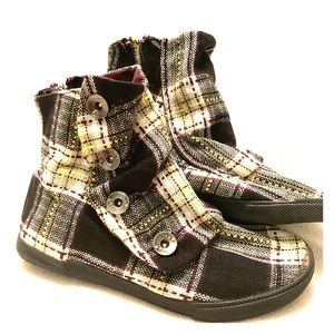 Piper and blue plaid woven bootie
